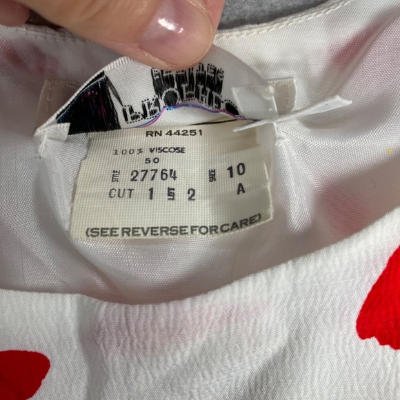 Vintage Size 10 Prophecy Petites Tank Side Tie White Red Polka Dot Lined Viscose - Picture 5 of 7